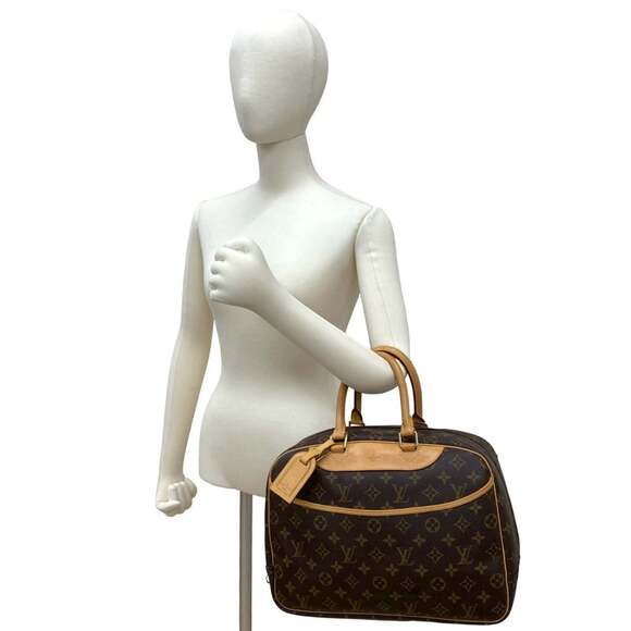 LOUIS VUITTON Authentic Brown Monogram Leather Deauville Boston Bag - Picture 2 of 10